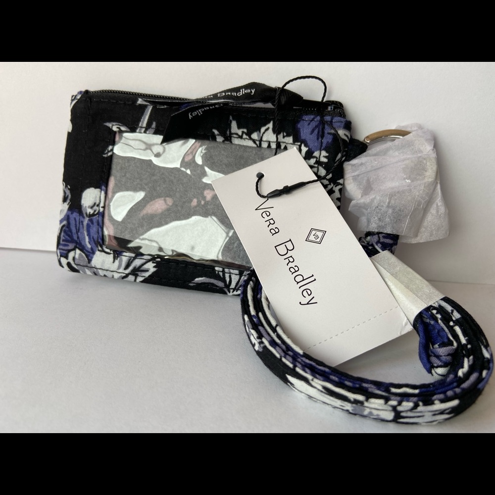 VERA BRADLEY ZIP ID & MATCHING LANYARD COTTON FROSTED FLORAL 25249-T89